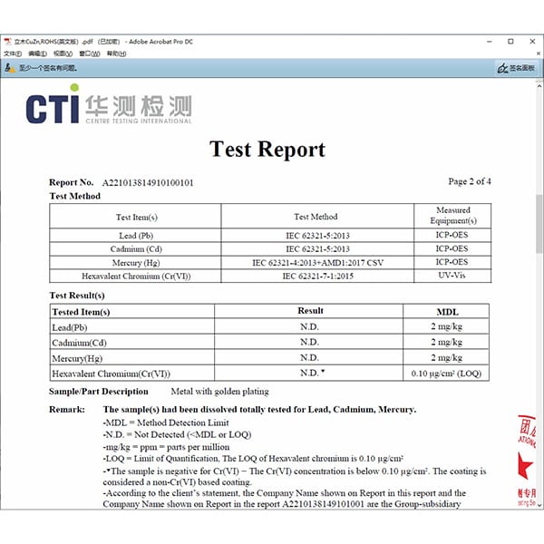Coating Test Report
