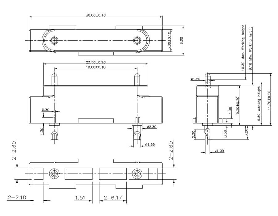 solder cup pogo pin connector drawing
