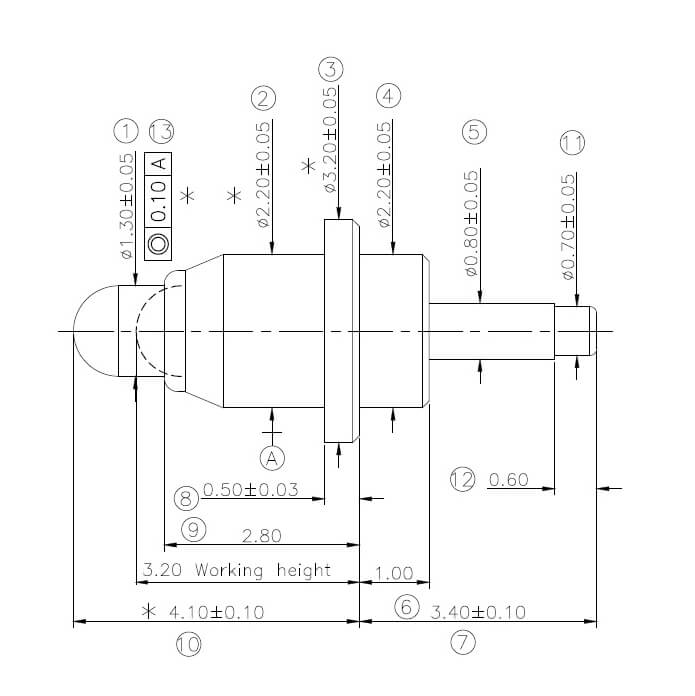 drawing of high current pogo pin
