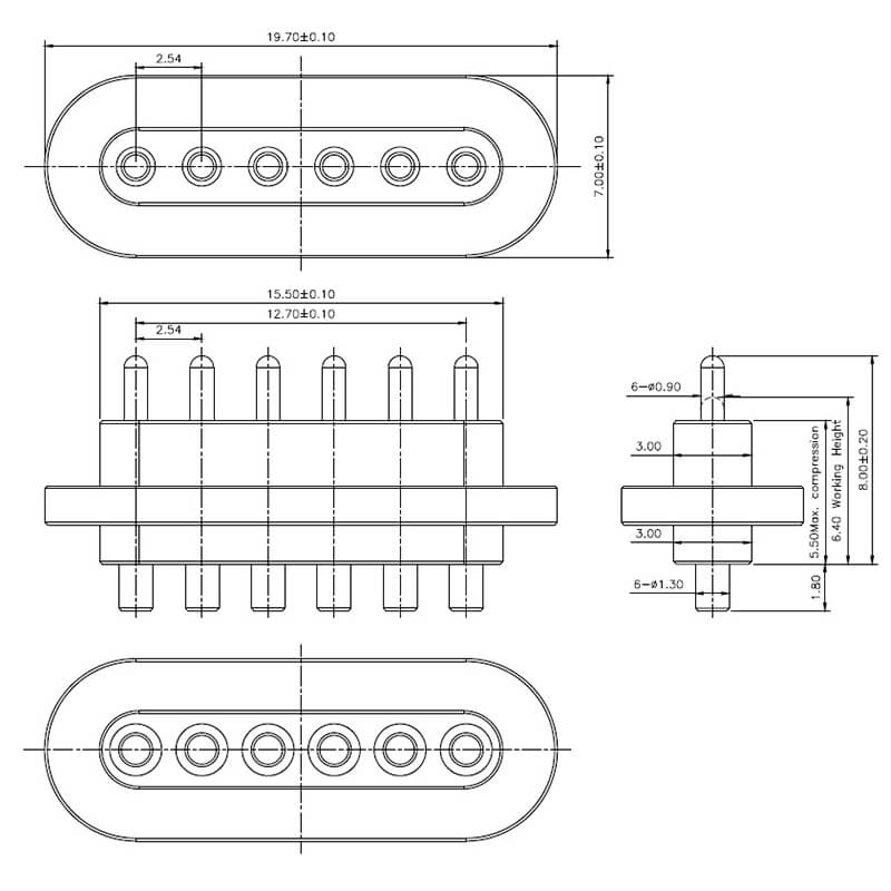 C2639-06A High Current Pogo Pin Connector