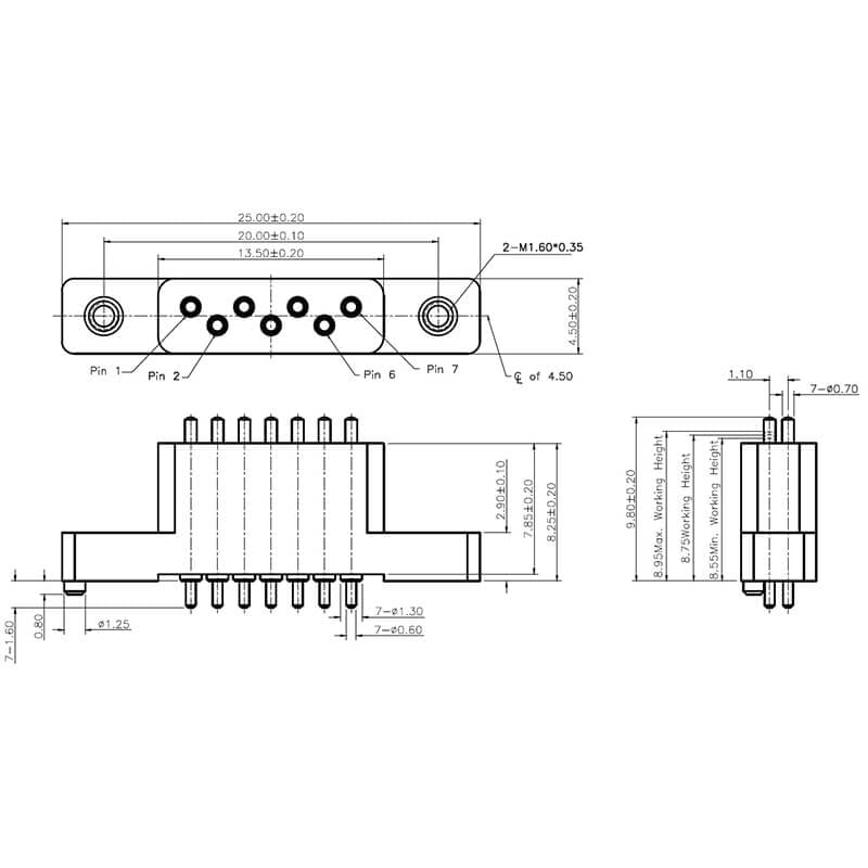 NC3298-07RC High Current Pogo Pin Connector