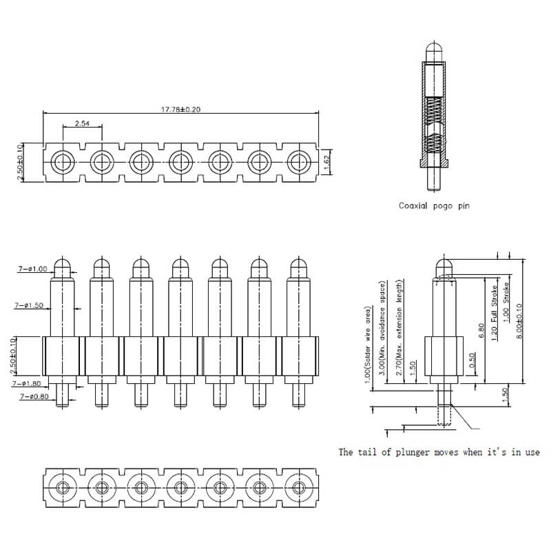 NC4721-07PA High Current Pogo Pin Connectors